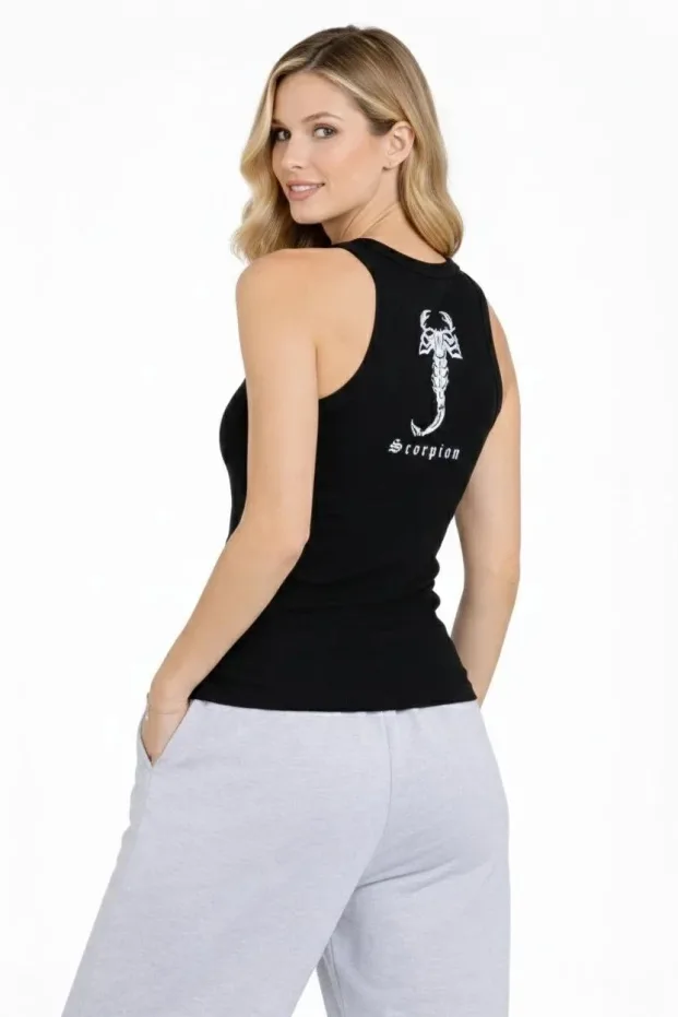 Női fekete slim fit bordázott hátnyomott sport atléta 2