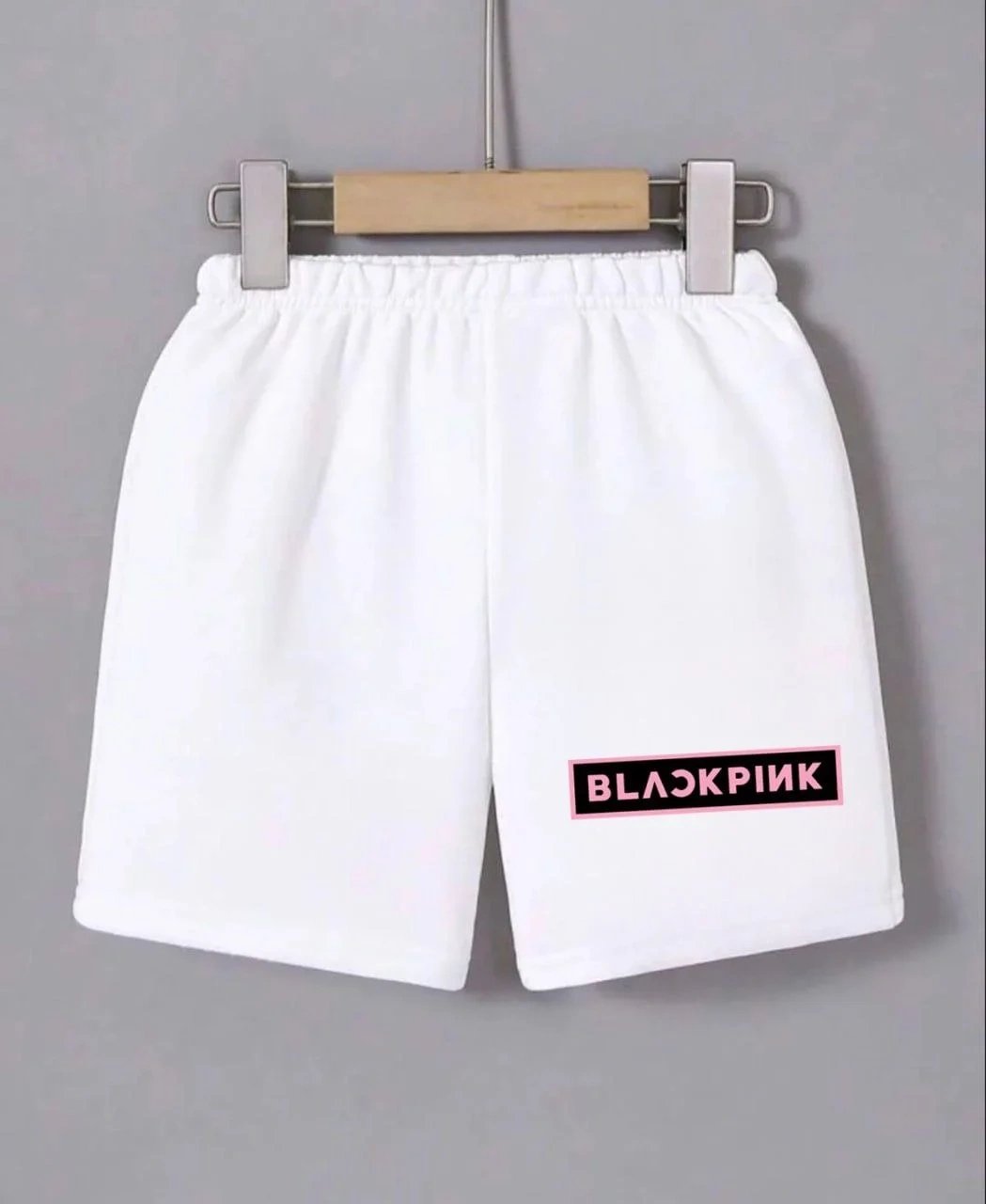 Kadın Beyaz Beli Lastikli Baskılı Mini Şort