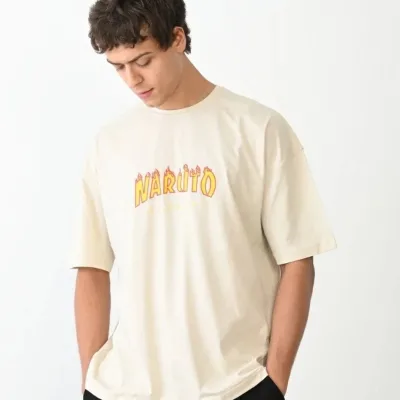 Tricou pentru bărbați, alb, regular, cu guler tip bicicletă, imprimat, cu mânecă scurtă 2