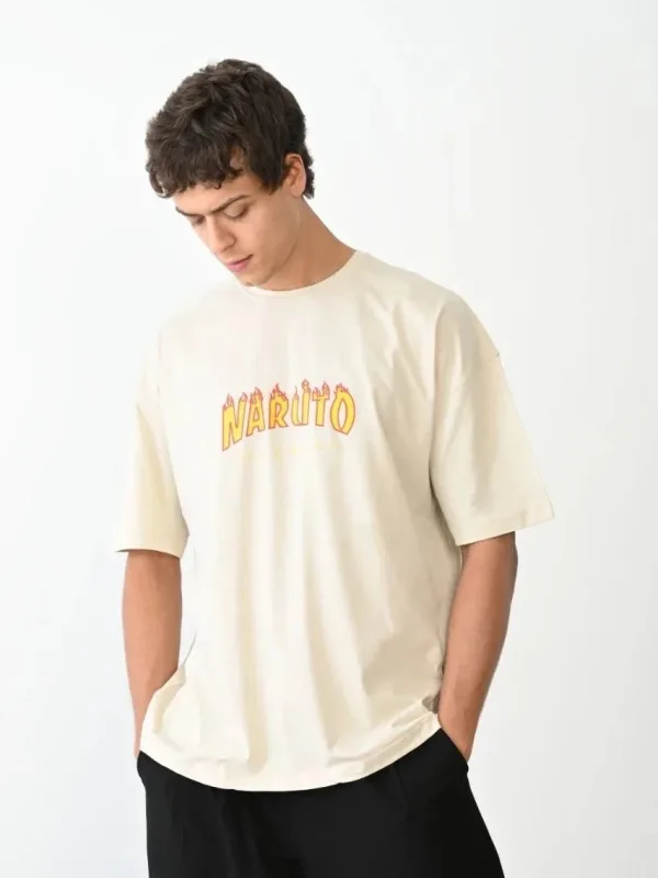 Tricou pentru bărbați, alb, regular, cu guler tip bicicletă, imprimat, cu mânecă scurtă 2