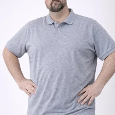 Pánske sivé piqué látka gombíkový polo golier veľká veľkosť tričko 1