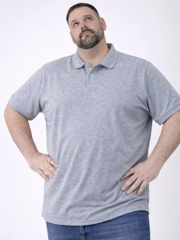 Pánske sivé piqué látka gombíkový polo golier veľká veľkosť tričko 1