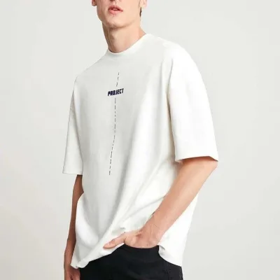 Ανδρικό Λευκό Regular Fit Ποδηλατόλαιμο Τυπωμένο T-shirt 4