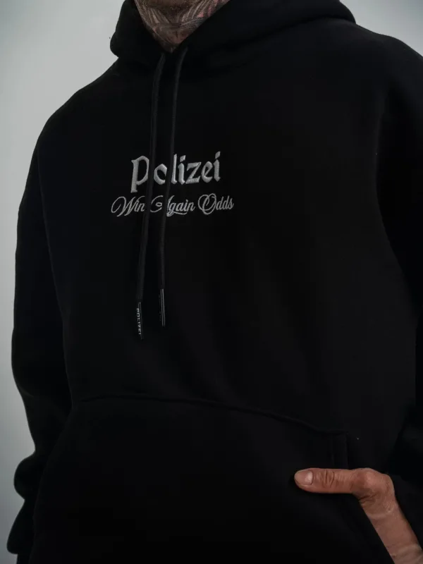 Sweatshirtê Mêran ê Reş Oversize 3 Têl Pembû Bi Kapek û Çapkirî 7