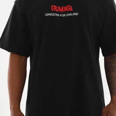Pánske čierne oversized tričko s potlačou a cyklistickým výstrihom 3
