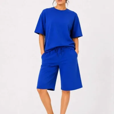 Koma 3 Parçeyî Oversize Du Têl Tîşort Şort 7
