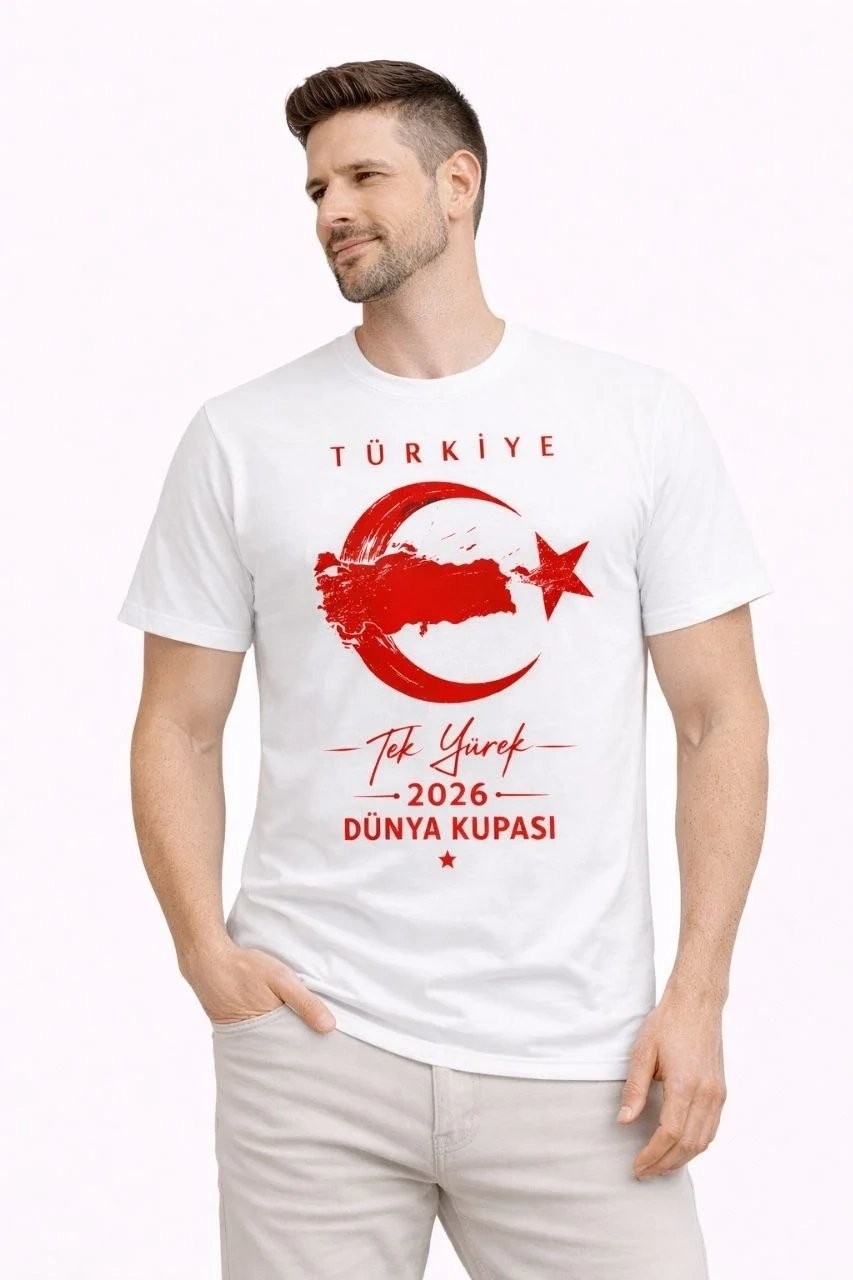Muški bijeli Turska mjesec i zvijezda print navijačka dres majica 1