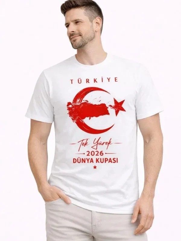 Man White Turkey Moon Star Printed Fan Jersey T-Shirt 1