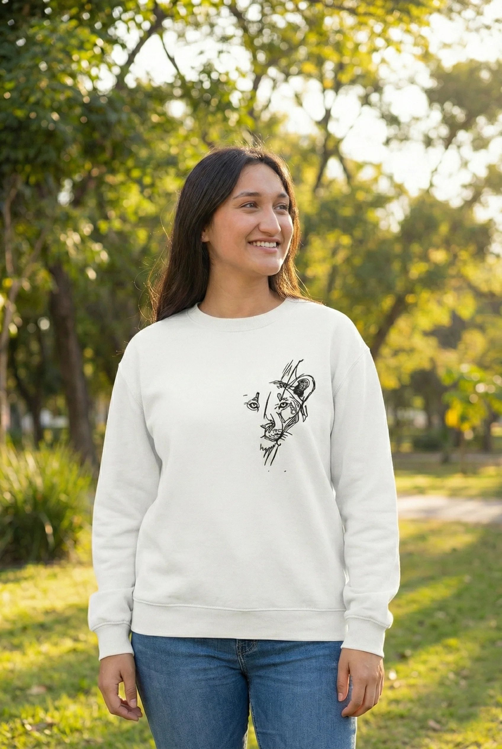 Bărbat Alb Oversize Ziua Îndrăgostiților Imprimat Guler Bicicletă Sweatshirt 1