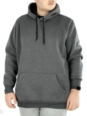 Men's Smoky Gray Oversize 3-Thread Cotton Hooded Pocket Sweatshirt