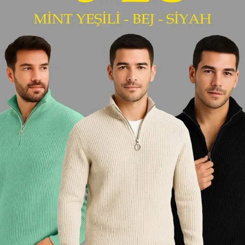Men's 3-Piece Set Thick Cotton Ribbed Knit Sweater