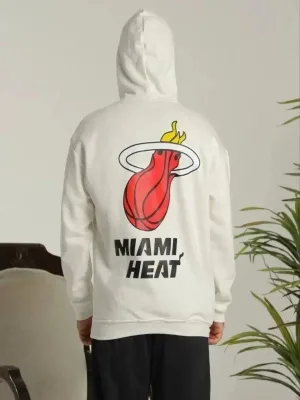Mêr Spî Oversize 3 Têl Pembû Hoodie Çapkirî Bi Cêb