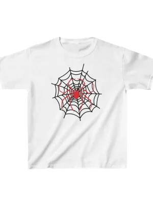 Children's White Printed Round Neck Oversize T-Shirt