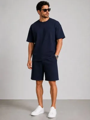 Men's Navy Oversize Modal Soft Textured Pocket Suit