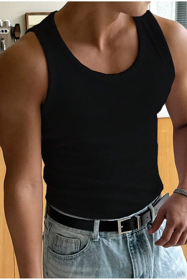 Kadın Siyah Halter Yaka Fitilli Likralı Spor Atlet 1