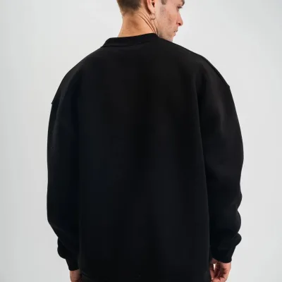 Sweatshirtê Mêran ê Reş 3 Têl Pembû Bi Milê Dirêj û Stûyê Bisîkletê 6