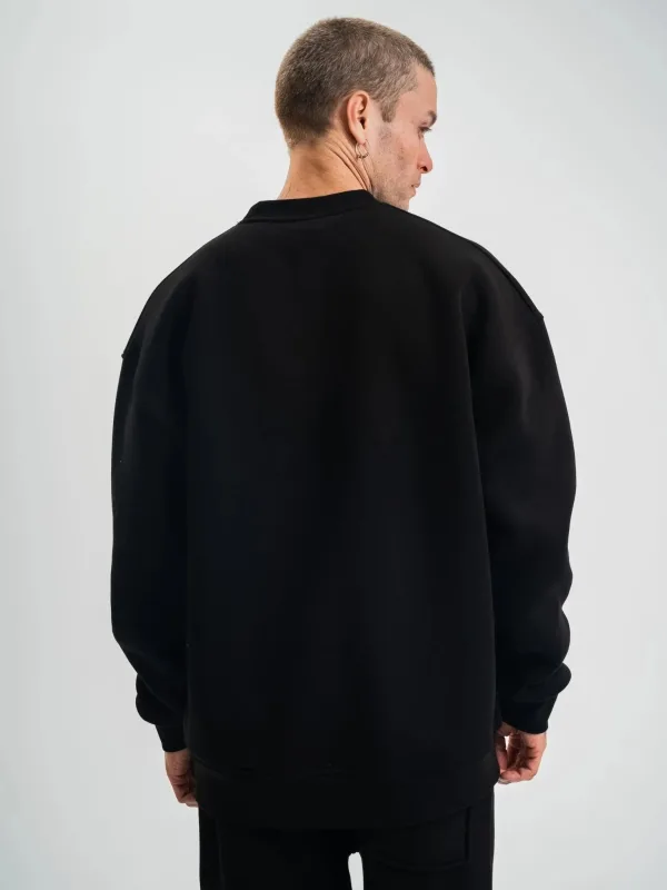 Sweatshirtê Mêran ê Reş 3 Têl Pembû Bi Milê Dirêj û Stûyê Bisîkletê 6