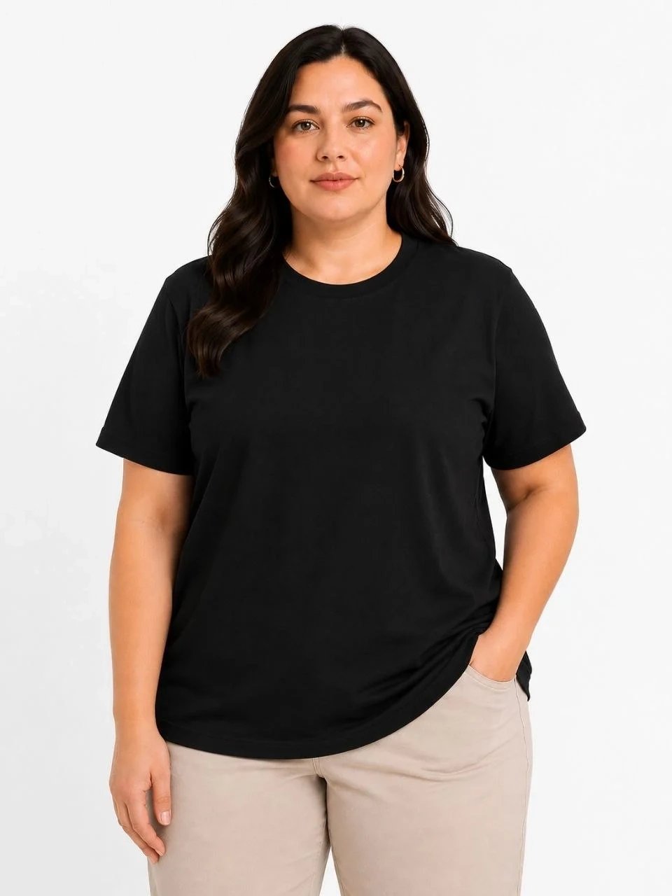 Ženska Crna Oversize Biciklistička Kragna Basic Majica 1
