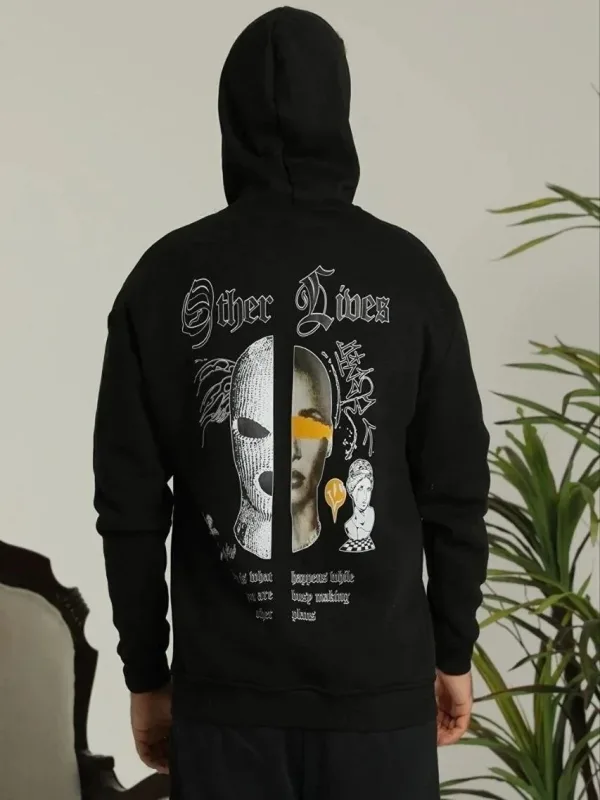 Mêr Reş 3 Têl Pembû Kêşkêşî Çapkirî Sweatshirt 2