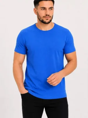 Tîşorta Mêran a Bi Qurmê Bisîkletê ya Slim Fit a Bi Çapê, Rengê Şînê