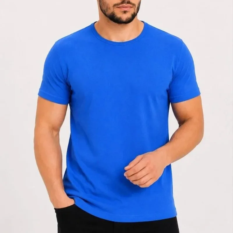 Машки сакс син slim fit велосипед јака печатење маица