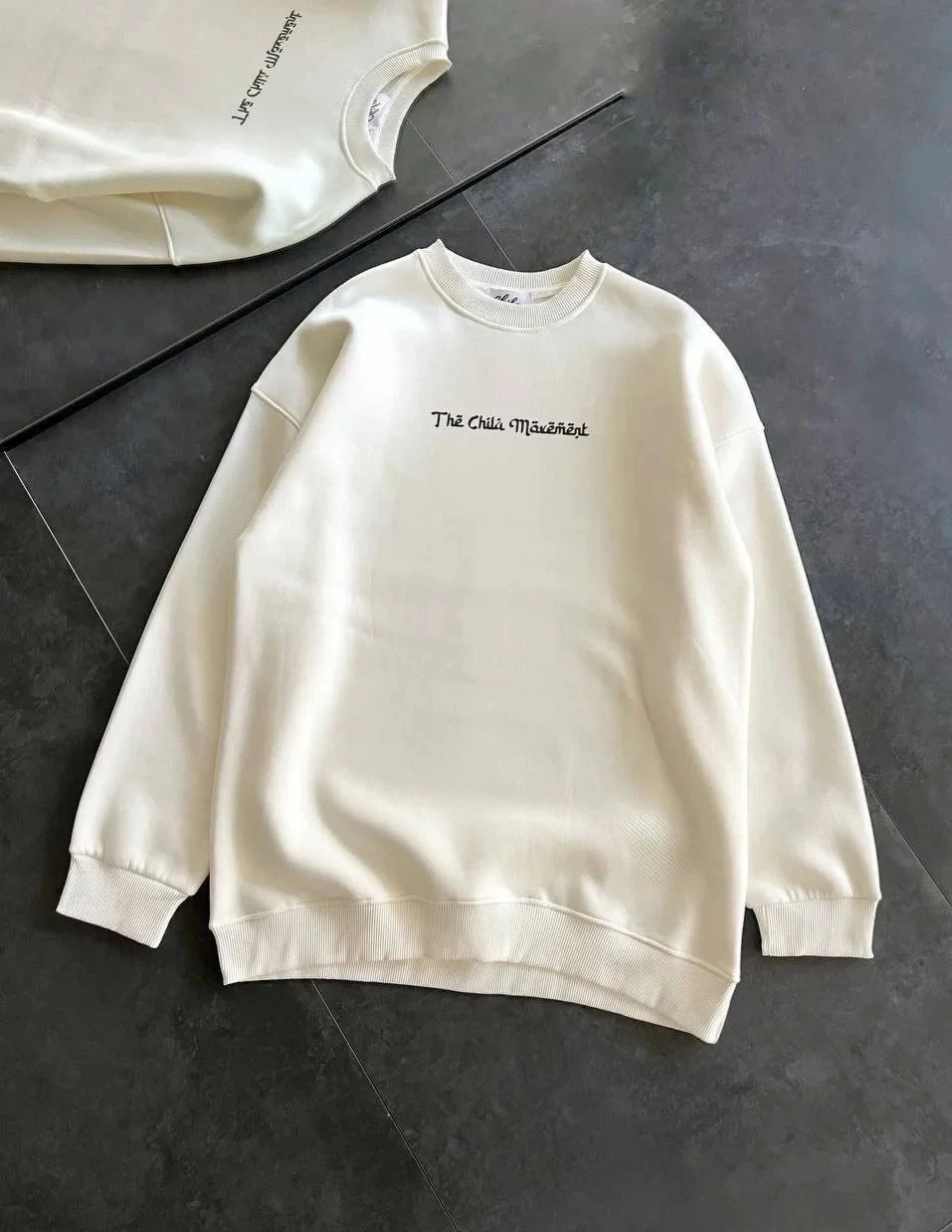 Femeie Alb 3 Fire Bumbac Guler Bicicletă Imprimat Sweatshirt