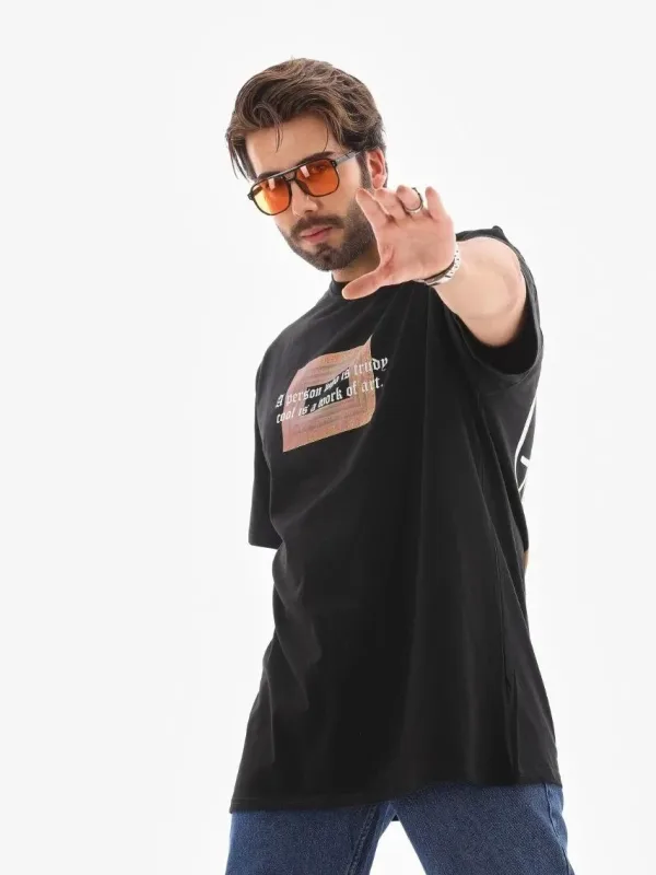 Pánske čierne regular fit bicykel golier potlačené tričko 4