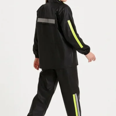 Women's Black Waterproof PVC Reflective Motorcycle Rain Suit 3