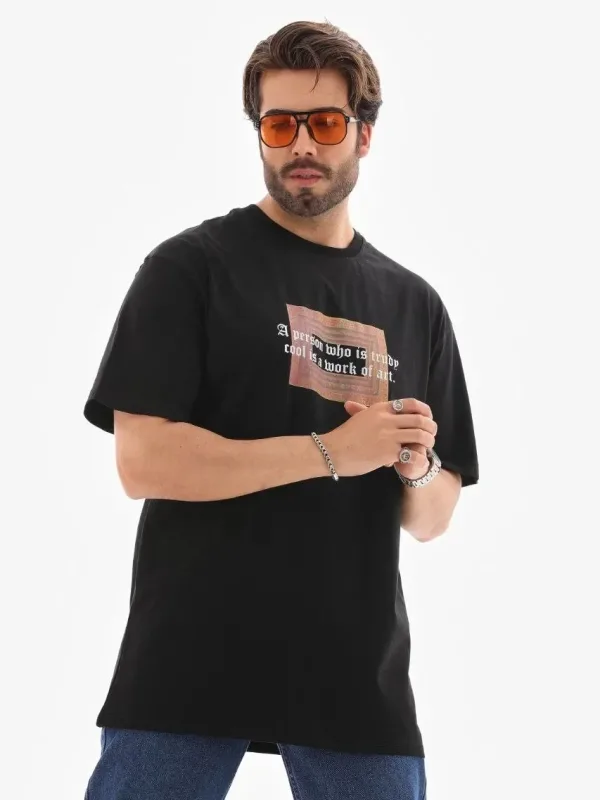 Pánske čierne regular fit bicykel golier potlačené tričko 2