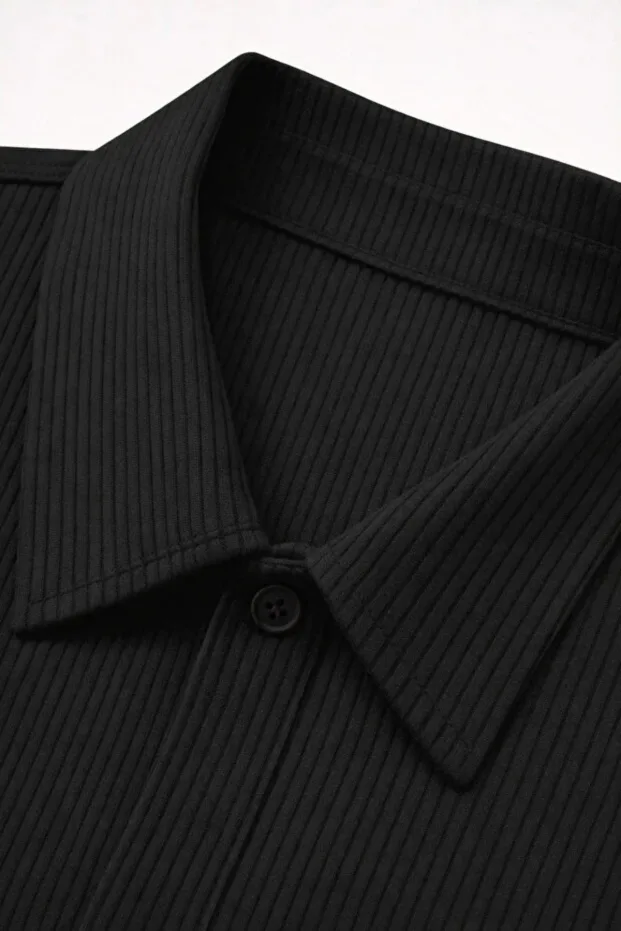 Siyah Beyaz 2'li Paket Erkek Oversize Fitilli Polo Yaka 6