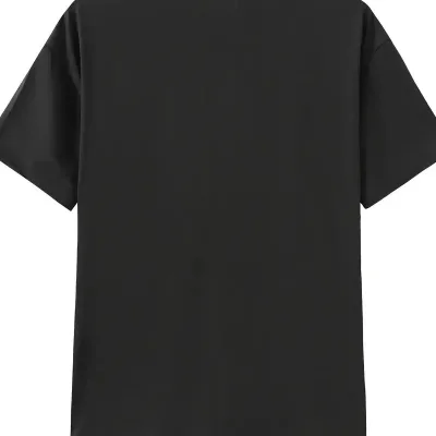 Femeia Tricou Negru Oversize cu Guler Bicicletă, Mânecă Scurtă 3