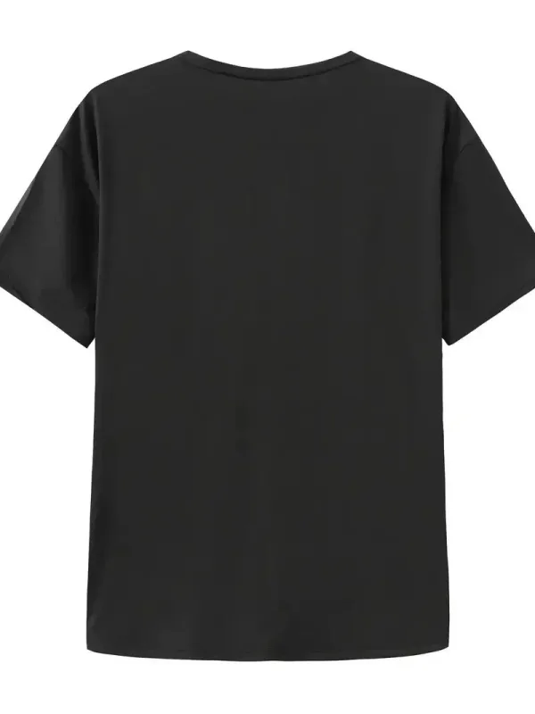 Femeia Tricou Negru Oversize cu Guler Bicicletă, Mânecă Scurtă 3