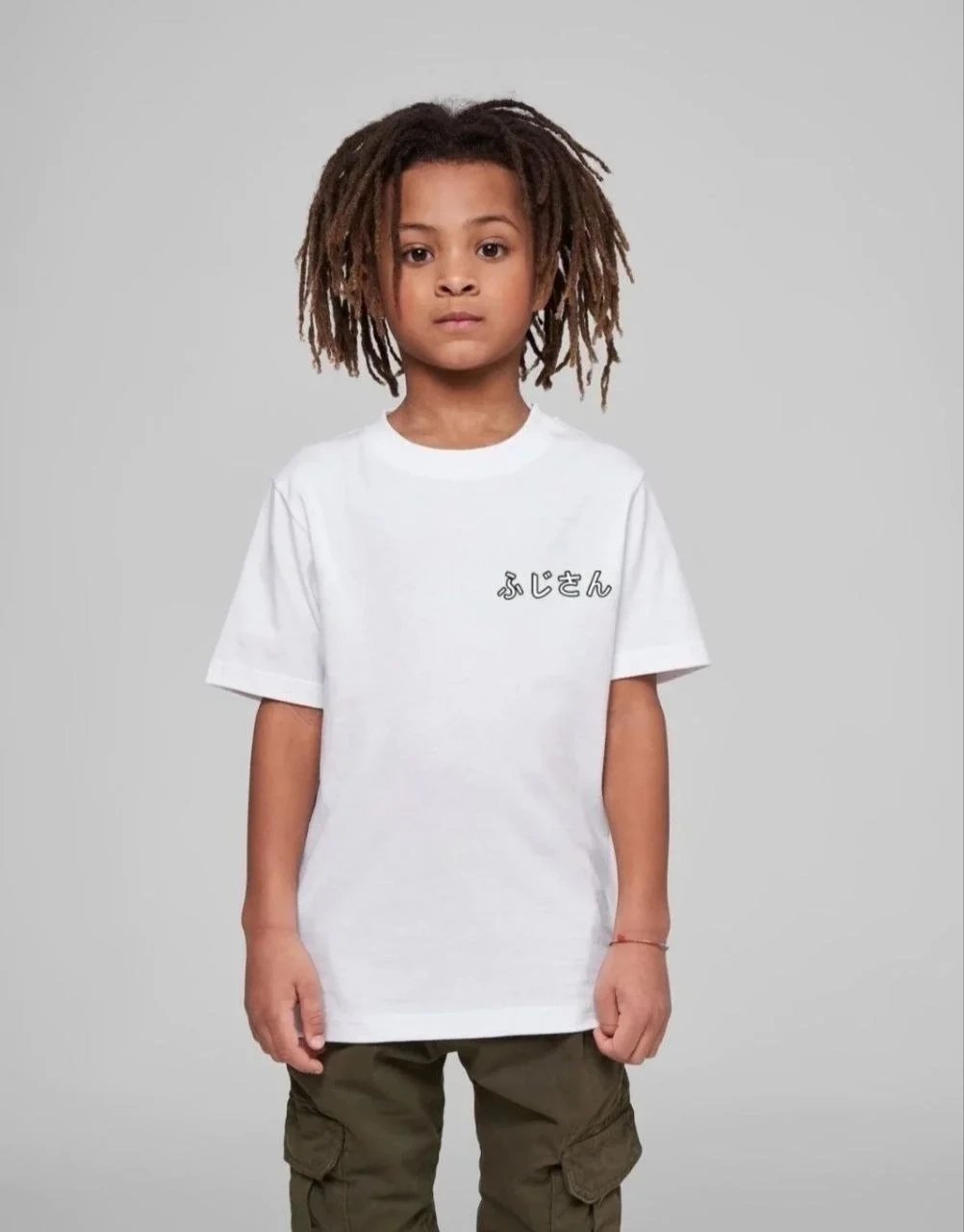 Children's White Printed Oversize Crew Neck T-Shirt 3