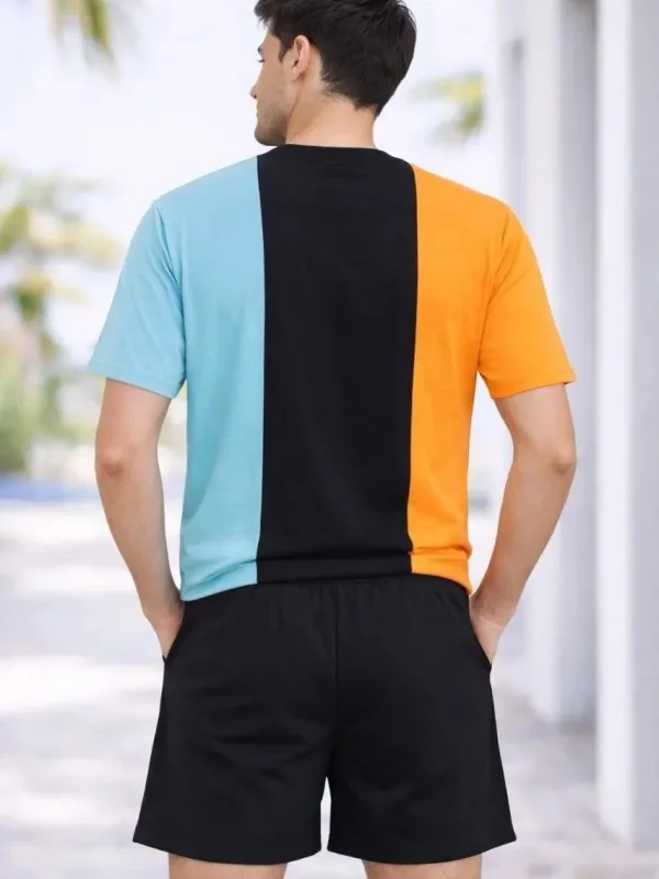 Bărbați Set 2 Piese Oversize Brodat Tricou Șort Set 2
