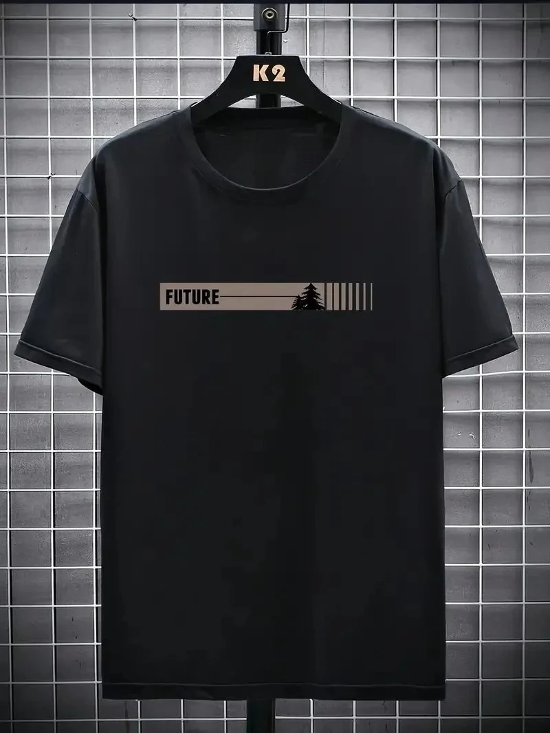 Bluzë për Burra me Jakë Biçiklete, të Zezë, Oversize, me Print