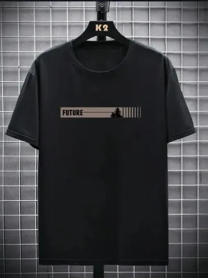 Bluzë për Burra me Jakë Biçiklete, të Zezë, Oversize, me Print