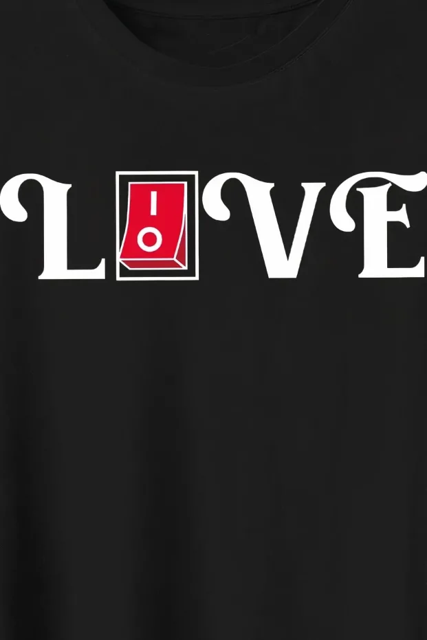 Pánské černé oversized tričko s kulatým výstřihem a potiskem Love 2