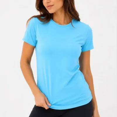 Qadın Firuzə Slim Fit Velosiped Yaxalı Basic Köynək 2