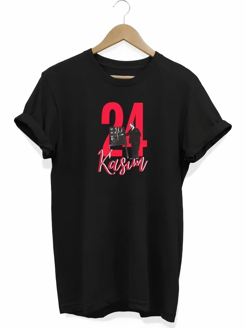 Men's Black Oversize Teachers' Day Printed T-Shirt