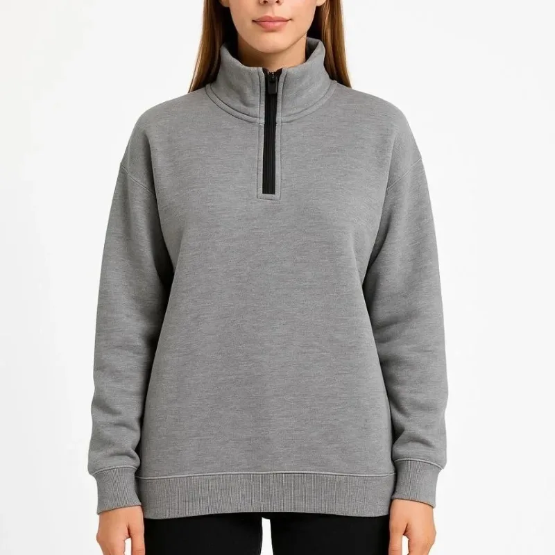 Jin Gewr 3 Têl Pembû Stû Rast Nîv Fermuar Sweatshirt