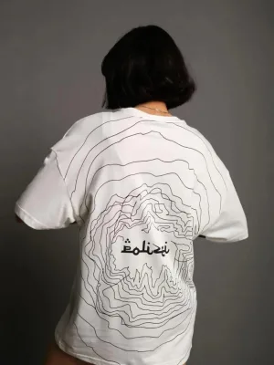 Women's White Oversize Bicycle Neck Back Print T-Shirt