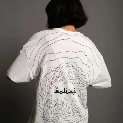 Women's White Oversize Bicycle Neck Back Print T-Shirt 1