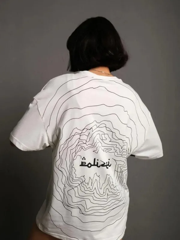 Women's White Oversize Bicycle Neck Back Print T-Shirt 1