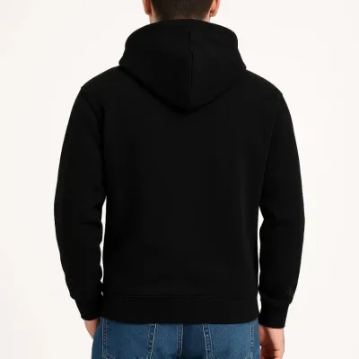 Bărbat Negru 3 Fire Bumbac Glugă Buzunar Cangur Sweatshirt 3