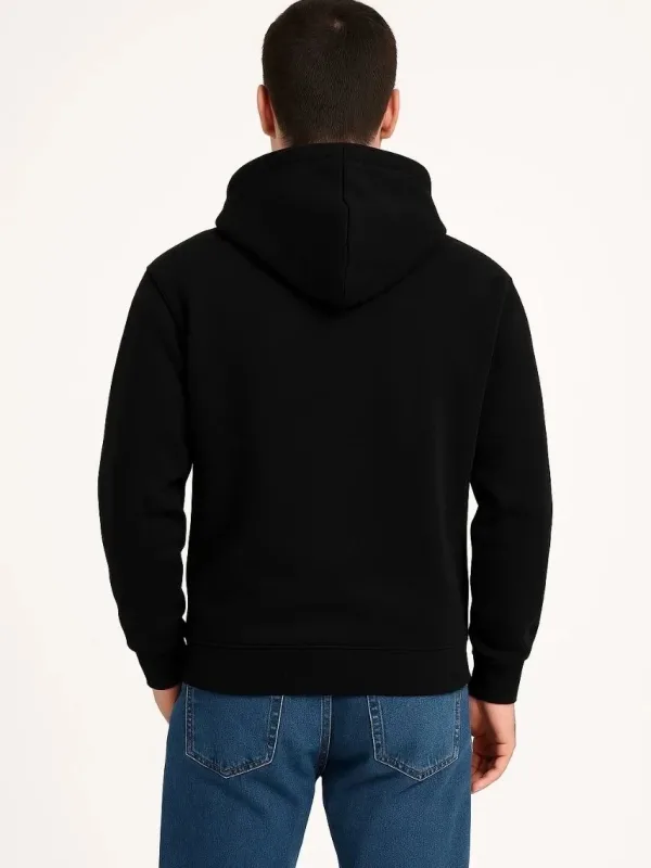 Bărbat Negru 3 Fire Bumbac Glugă Buzunar Cangur Sweatshirt 3