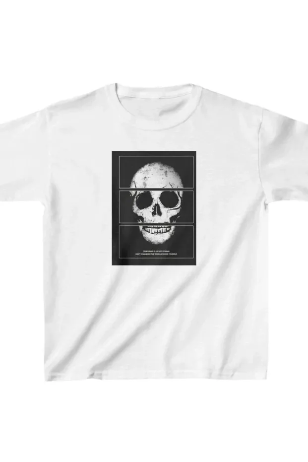 Bluzë për fëmijë e bardhë oversize me print 1