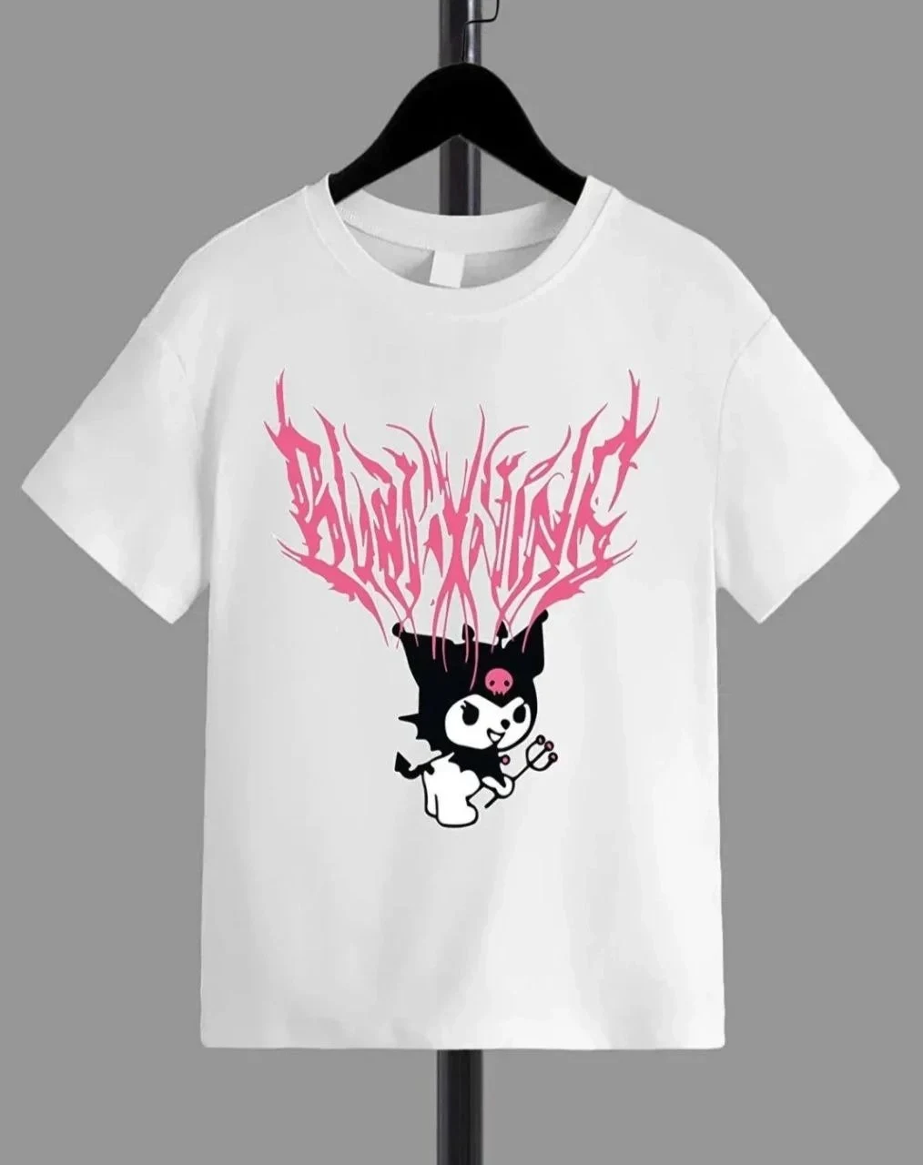 Girls White Bicycle Neck Printed T-Shirt