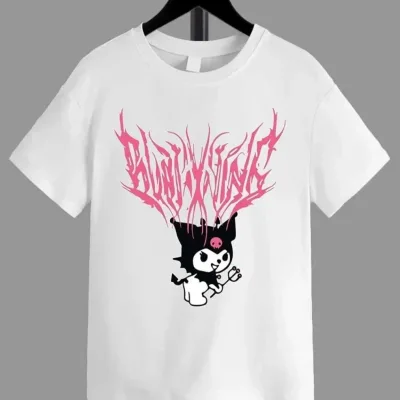 Girls White Bicycle Neck Printed T-Shirt 1