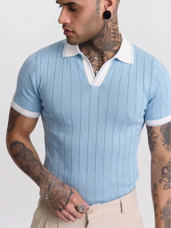 Blu Foshnje Burra Toscana Triko Mëngë të Shkurtra Polo T-Shirt 3