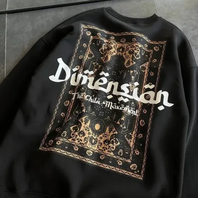 Ženska crna oversize 3-pamučna bicikli kragna printana dukserica 1